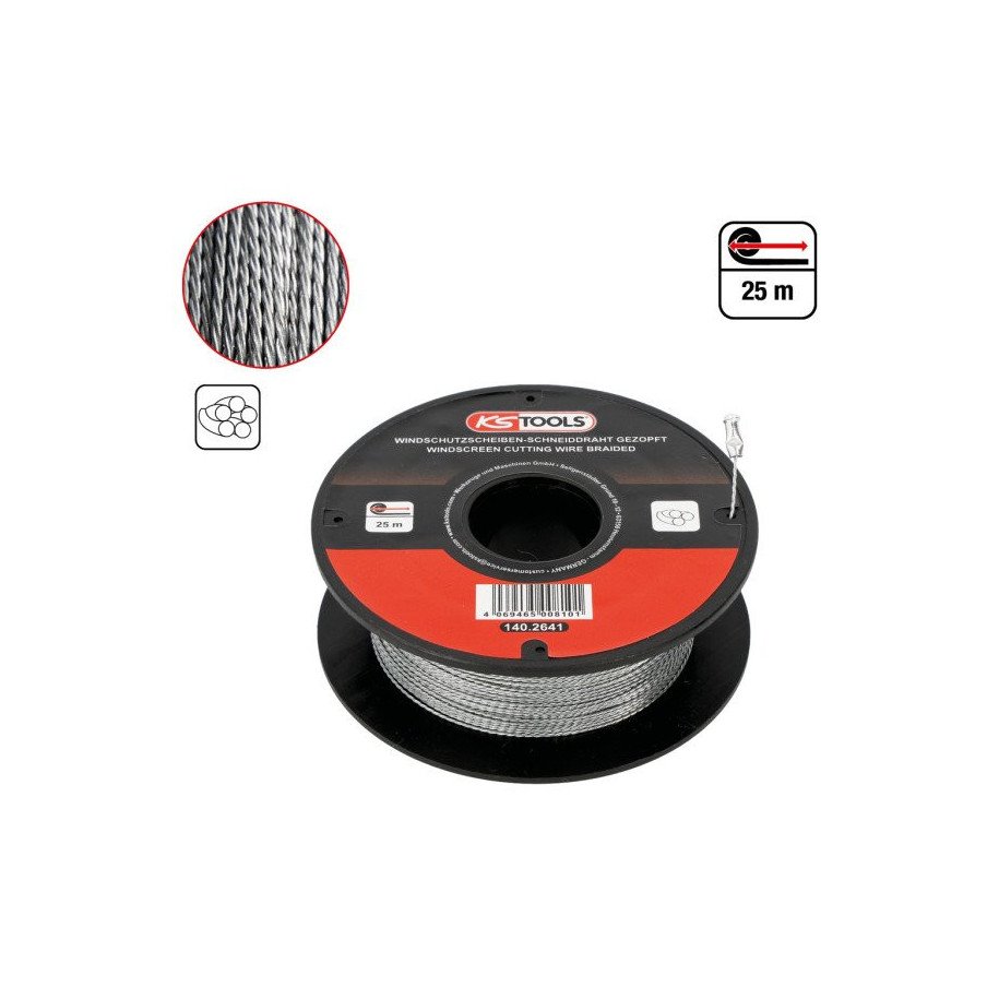 KS TOOLS Stiklu griezējstieple, pīta, 22,5m