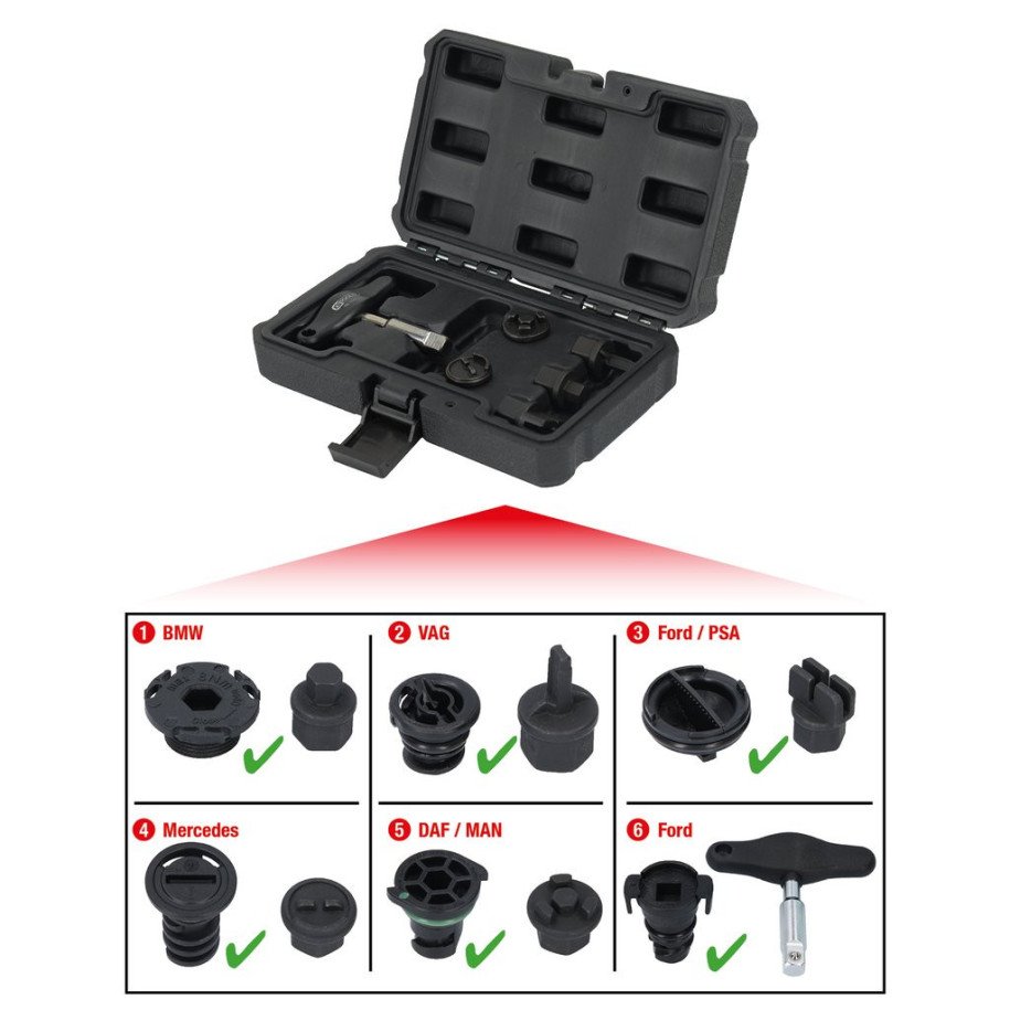 KS TOOLS eļļas korķu specatslēgu komplekts 3/8", 6-daļīgs
