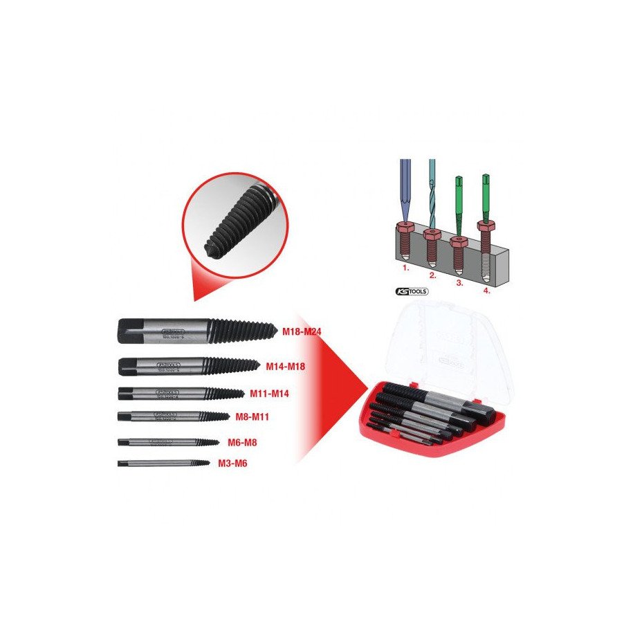 KS TOOLS Skrūvju izskrūvēšanas komplekts, 6-daļīgs