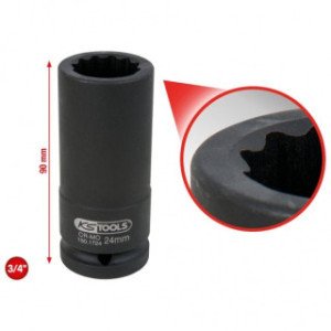 KS TOOLS 3/4" triecienmuciņa, gara, 24mm, 12 kantis