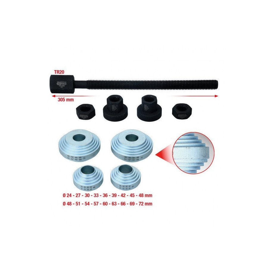 KS TOOLS Gultņu demontāžas komplekts, 9 daļas, Ø 24 - 72mm