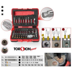 KS TOOLS 1/4" + 10 mm Torx un iekšējā seškanša skrūvju izskrūvēšanas komplekts, 34-daļīgs