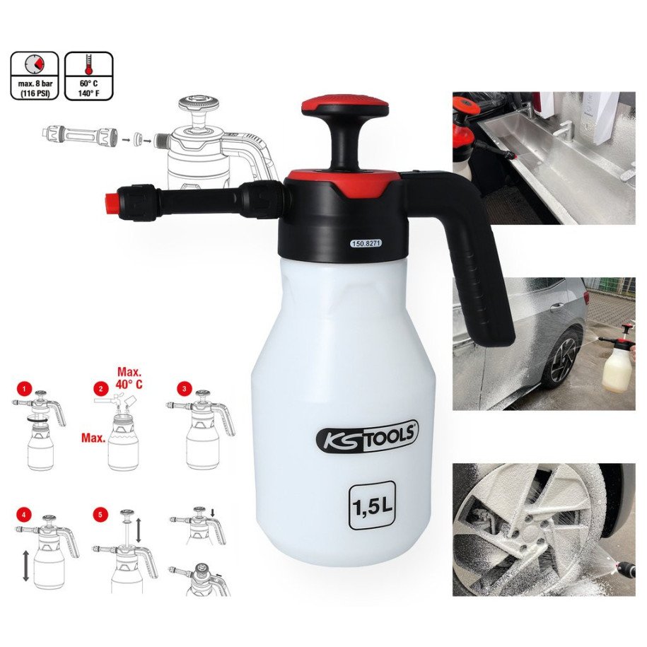 KS TOOLS Spiediena putu izsmidzinātājs (putotājs), 1,5L