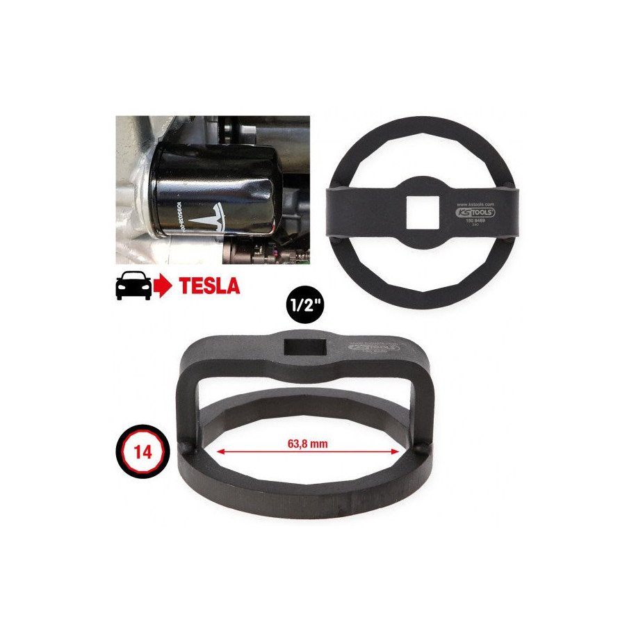 KS TOOLS 1/2" eļļas filtra atslēga, Tesla modeļiem, Ø 63,8 mm, 14 kantis