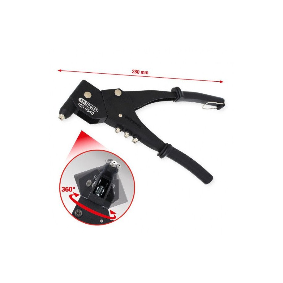KS TOOLS Kniedēšanas stangas 280mm, kniedēm 2.4-3.2-4.0-4.8mm