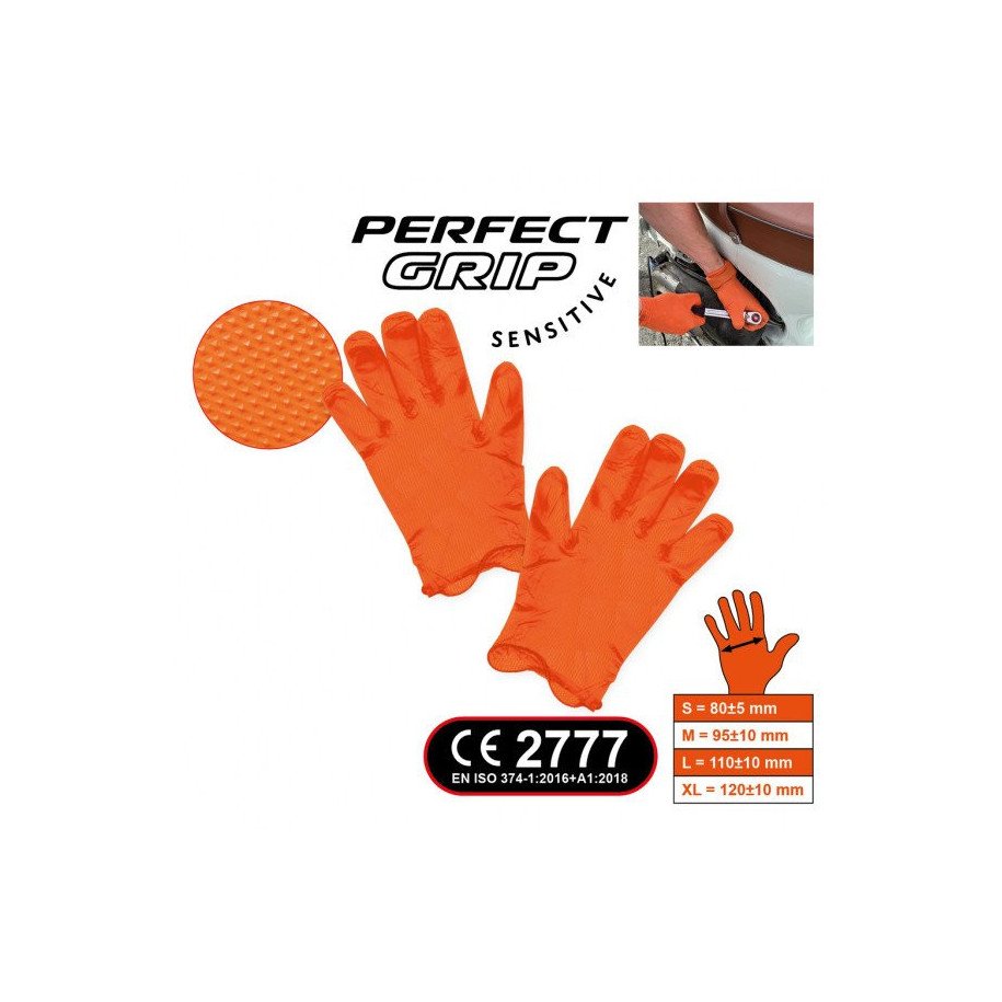 KS TOOLS Cimdi oranži, nitrila, XL, 100 gab iepakojums