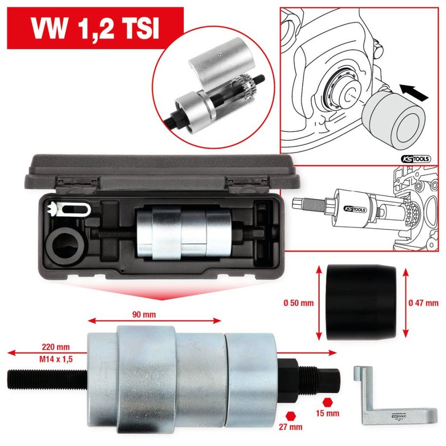 KS TOOLS Kloķvārpstas zobrata montāžas/demontāžas kompl, VAG, 7-daļīgs