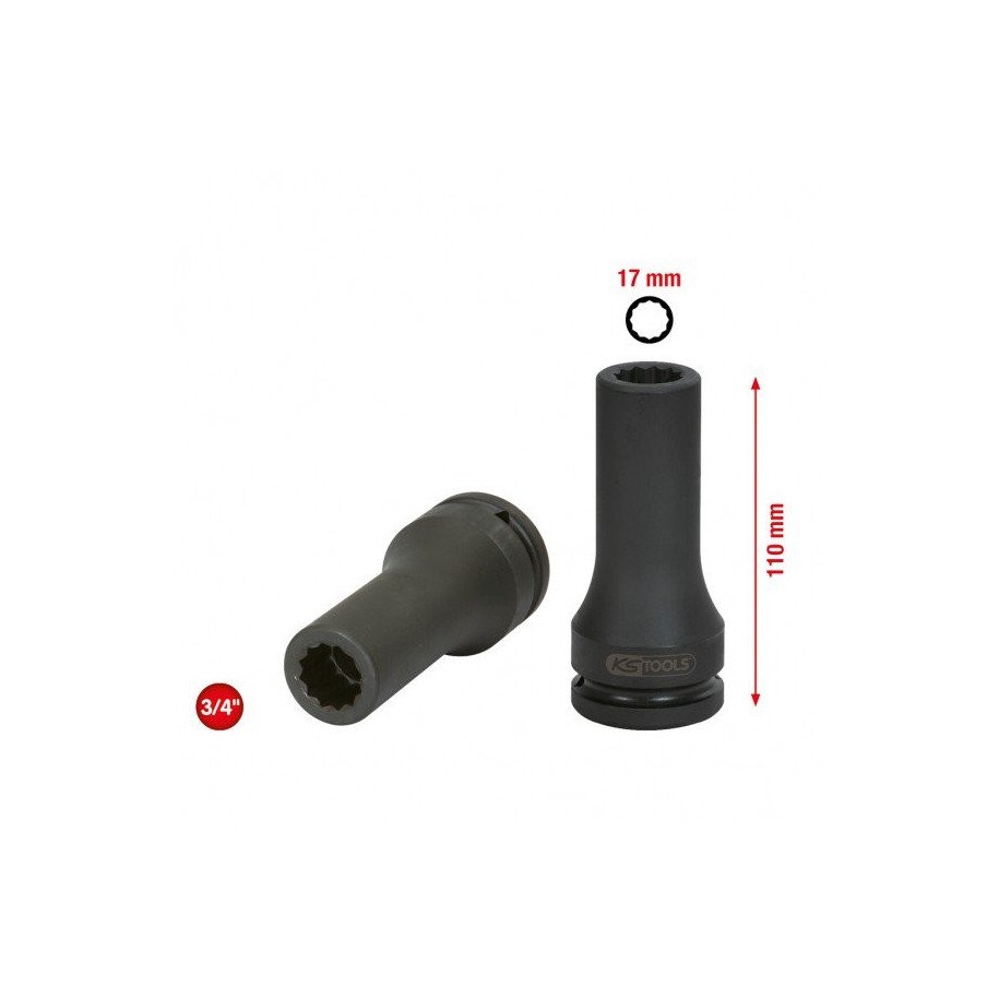 KS TOOLS 3/4" triecienmuciņa, 17mm, XZN daudzzobu, gara