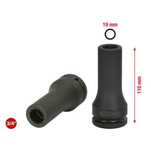 KS TOOLS 3/4" triecienmuciņa, 19mm, XZN daudzzobu, gara