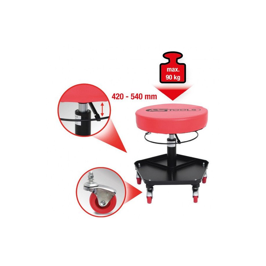 KS TOOLS Pārvietojama un augstumā regulējama taburete