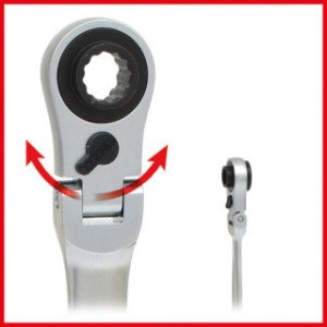 KS TOOLS GEARplus® 10x13-17x19mm, 4in1, pārslēdzama divpusējā gredzenatslēga ar šarnīru