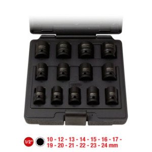 KS TOOLS 1/2" 12-kanšu triecienmuciņu komplekts, īsas, 13-daļīgs