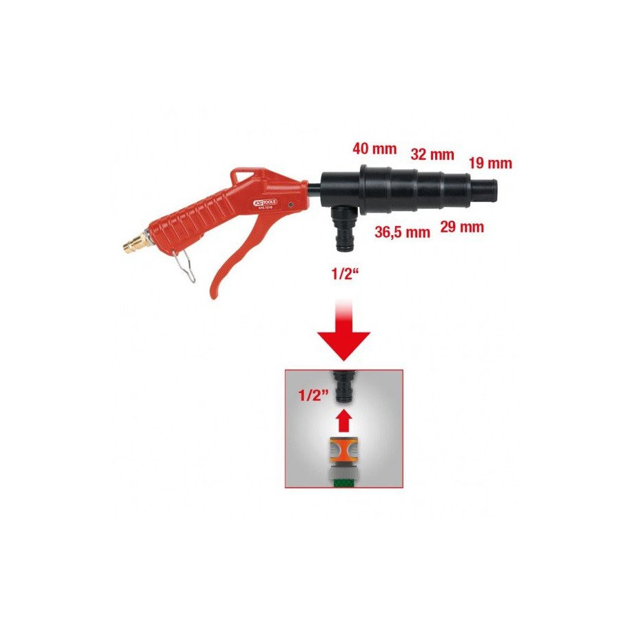 KS TOOLS Dzesēšanas sistēmas pneimatiskā skalošanas pistole