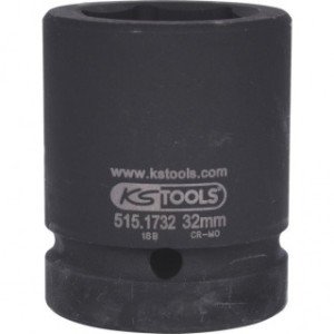 KS TOOLS 1" 32mm, 6-kanšu triecienmuciņa, īsa 61mm