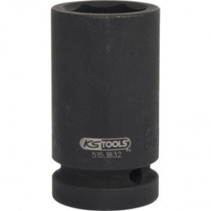 KS TOOLS 1" 32mm, 6-kanšu triecienmuciņa, gara 90mm