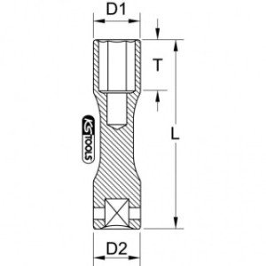 KS TOOLS 1/2" 21mm, alumīnija disku triecienmuciņa, XL 150mm