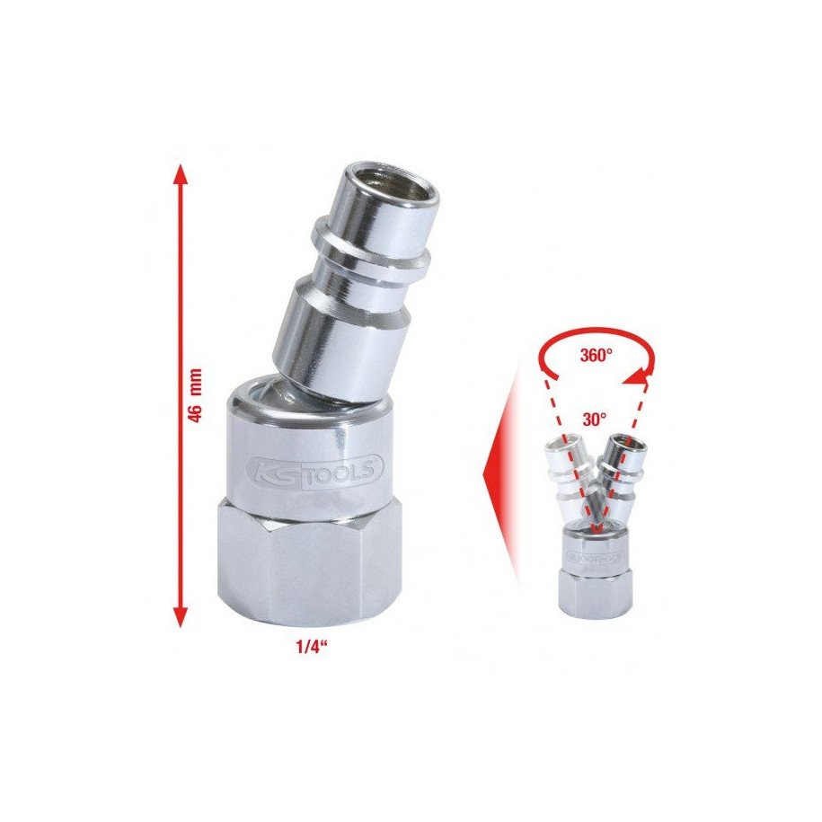 KS TOOLS 1/4" pneimo savienojums ar šarnīru, 46mm