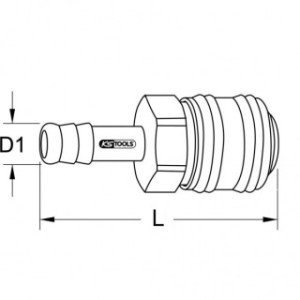 KS TOOLS Ø 6mm pretvārsts, Misiņa pneimo savienojums