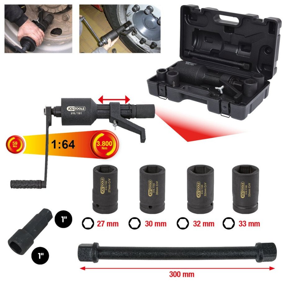 KS TOOLS 1:64, 59Nm-3800Nm, Spēka pastiprinātāja komplekts, 7-daļīgs