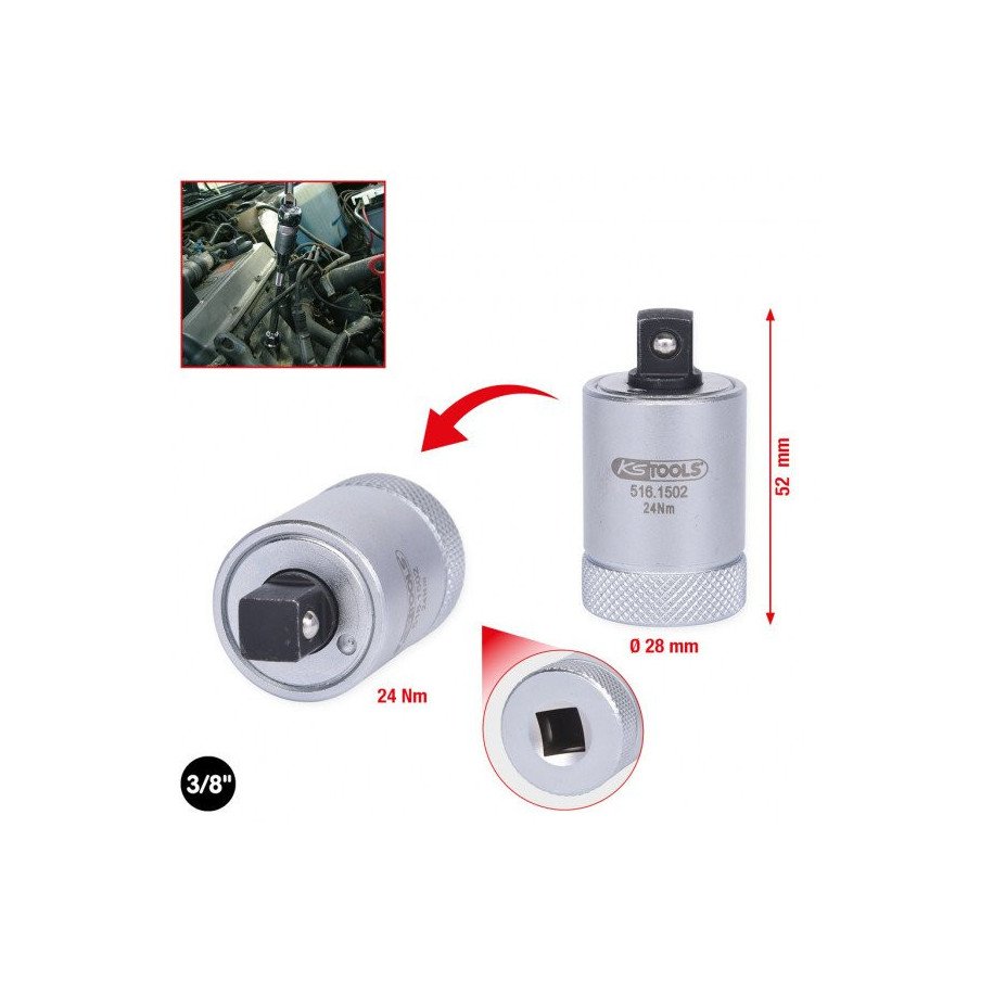 KS TOOLS 3/8", 24 Nm, griezes momenta ierobežotājs aizdedzes svecēm