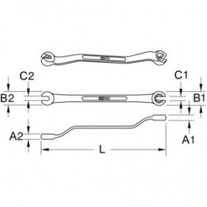 KS TOOLS  10x11mm, CHROMEplus divpusēja atvērtā gredzenatslēga, saliekta, 6 kantis