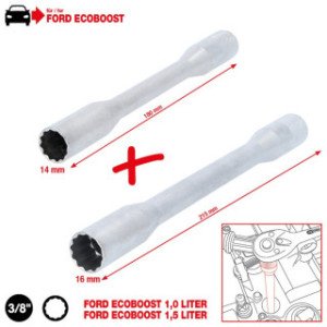 KS TOOLS  3/8", 14mm un 16mm svečatslēgu komplekts EcoBoost dzinējiem, 2 instr.
