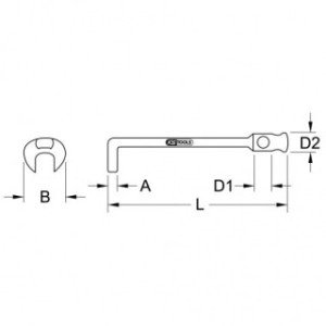 KS TOOLS  14mm, Uzgriežņu atslēga ar liektu galu