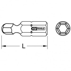 KS TOOLS 1/4" uzgalis, HEX 5mm, 25mm, ar lodveida galvu