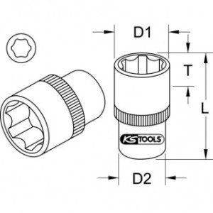 KS TOOLS 3/8" 13mm SUPERLOCK muciņa, īsa