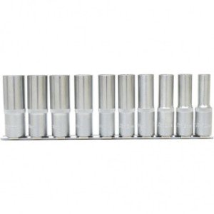 KS TOOLS 1/2" muciņu komplekts, garas 77mm, 12-kanšu, 10-daļīgs