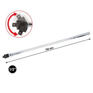 KS TOOLS 1/2" CHROMEplus atslēga/svira ar šarnīru, 750mm