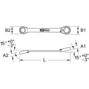 KS TOOLS 11mm + 1/4" pārslēdzama sprūdatslēga