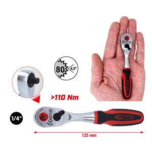 KS TOOLS 1/4" Monster pārslēdzama sprūdatslēga, 80 zobi