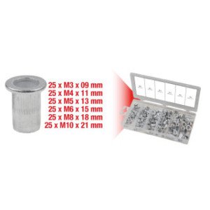 KS TOOLS Vītņkniežu komplekts, alumīnija, M3x9mm-M10x21mm, 150-daļīgs