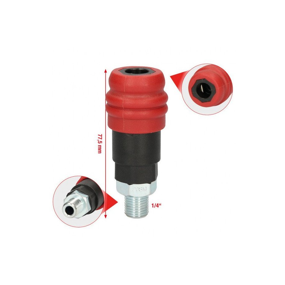 KS TOOLS 1/4", 2 pakāpju pneimatiskais drošības savienojums