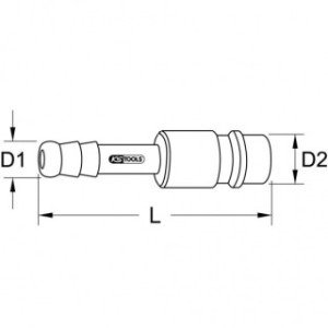 KS TOOLS Ø 10mm pneimocaurules savienojums/adapteris, 58mm