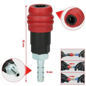 KS TOOLS 9mm, 2 pakāpju pneimatiskais drošības savienojums ar cauruļveida uzmavu