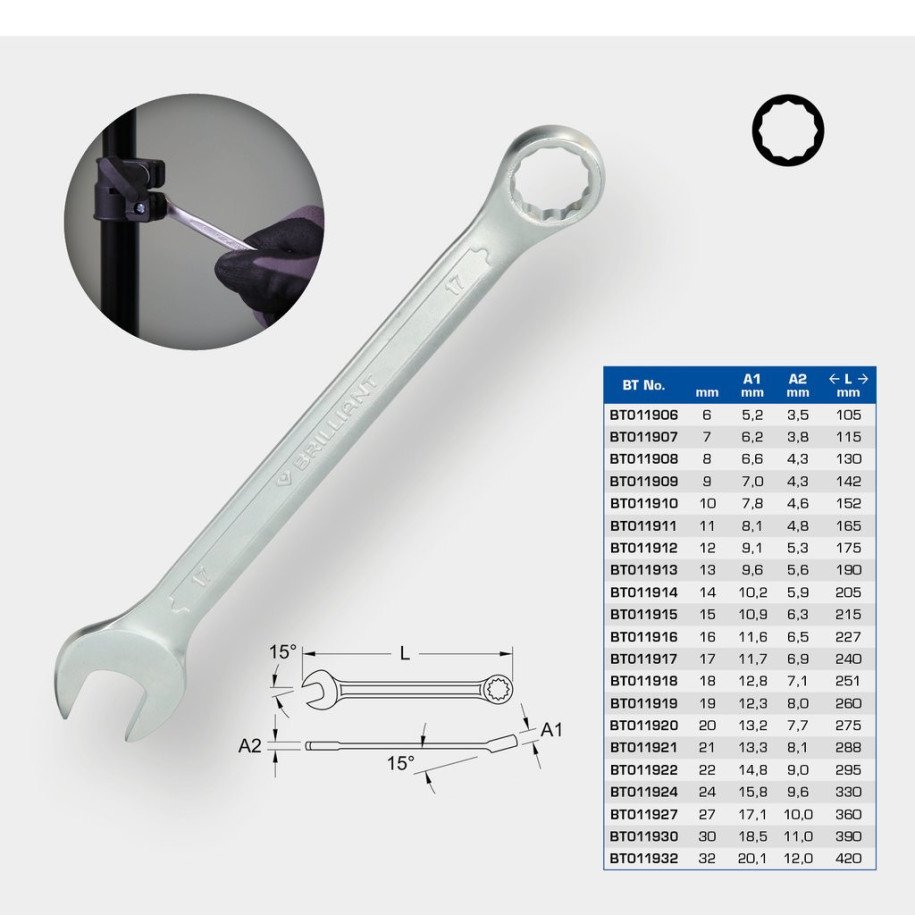 Brilliant Tools 8mm Kombinētā uzgriežņu atslēga