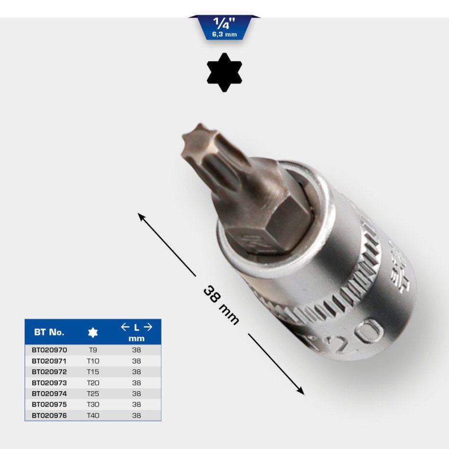 Brilliant Tools 1/4", T30 TORX, muciņa ar uzgali