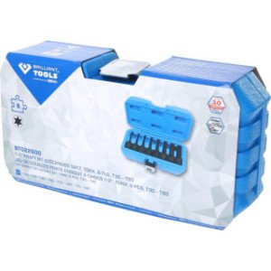 Brilliant Tools 1/2", T30 - T80 TORX, triecienmuciņu ar uzgali komplekts, 8 daļas