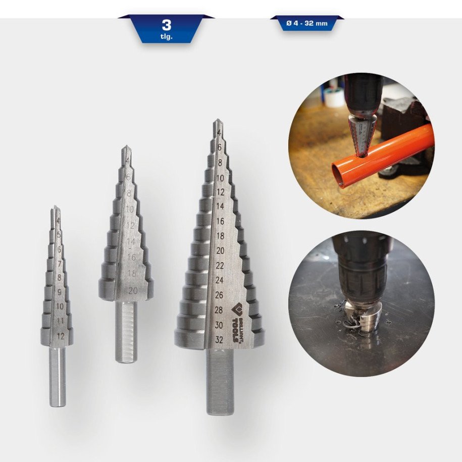 Brilliant Tools Pakāpju urbju komplekts, 3 daļas, Ø 4 - 32 mm