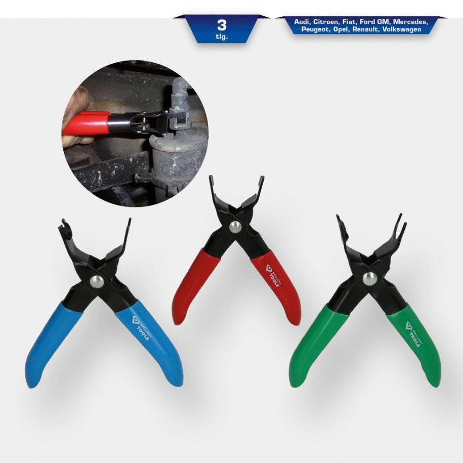 Brilliant Tools Degvielas padeves caurules atbloķēšanas knaibļu komplekts, 3-daļīgs