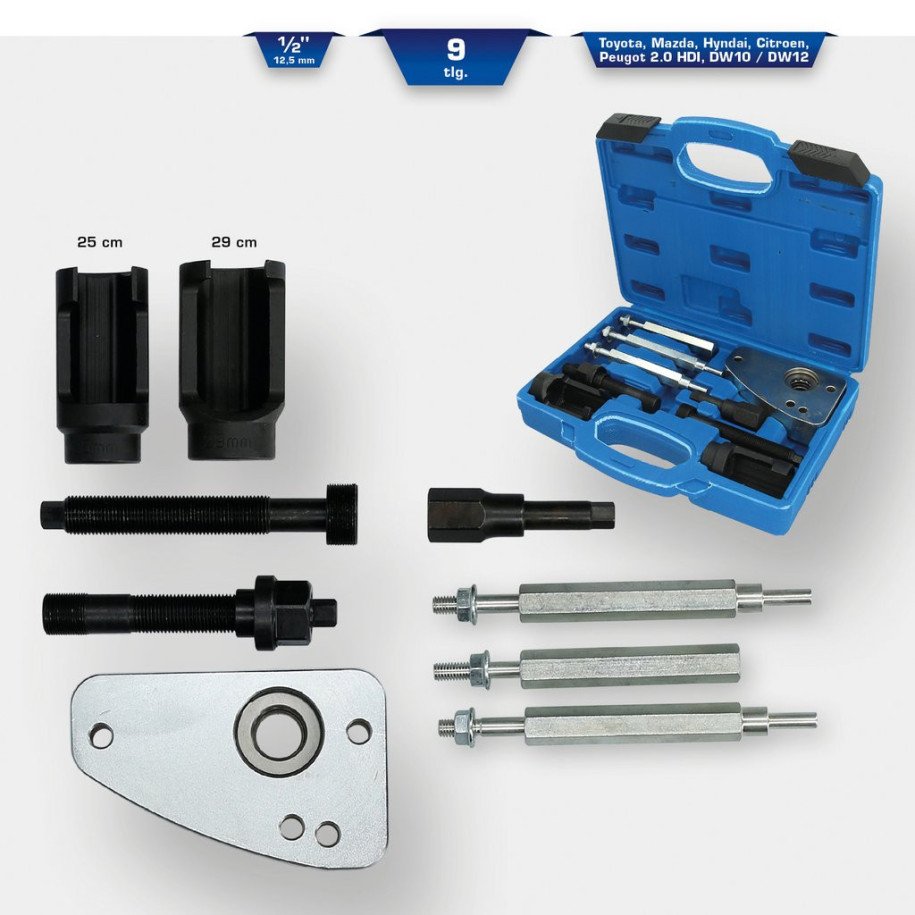 Brilliant Tools 1/2", HDI sprauslu izvilcēju komplekts, 9-daļīgs