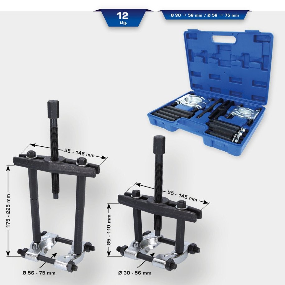 Brilliant Tools Gultņu novilcēju komplekts ar atdalītāju, 12 daļīgs