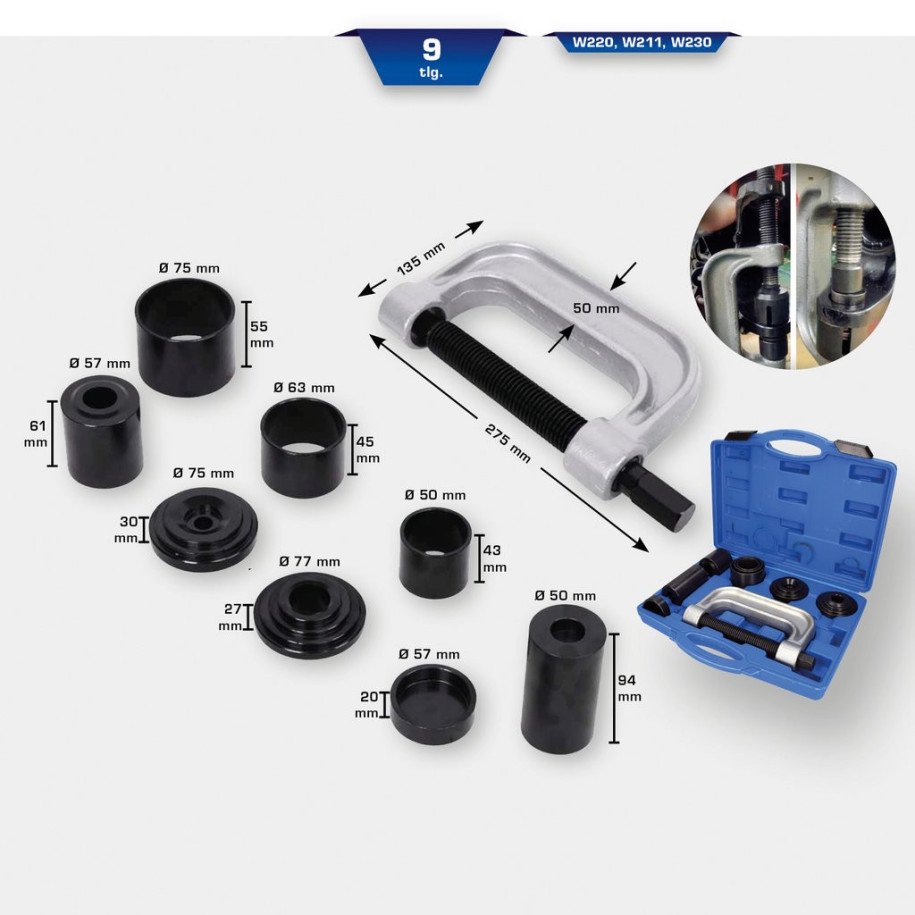 Brilliant Tools Šarnīru novilcēju komplekts "Četri vienā", 9 daļīgs