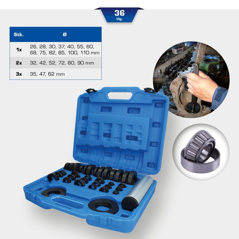 Brilliant Tools Gultņu iedzīšanas komplekts, neilona, 36-daļīgs