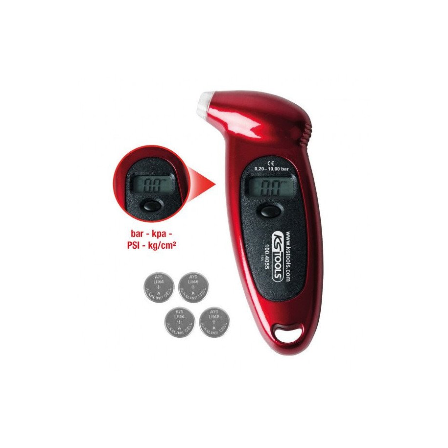 KS TOOLS Digitāls riepu spiediena mērītājs, 0,20 - 10,0 bar