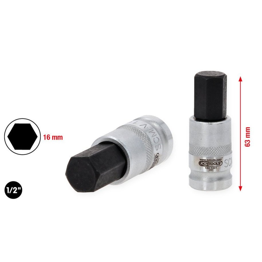 KS TOOLS 1/2", 16 mm uzgalis ar iekšējo sešstūri VAG HV akumulatora stiprinājumiem