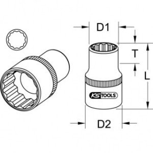 KS TOOLS 3/4" 50mm muciņa, īsa 69mm, 12-kanšu