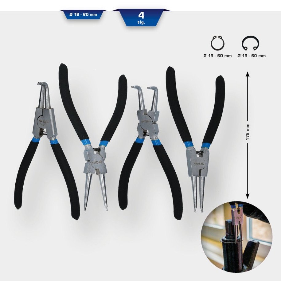 Brilliant Tools Sprostgredzenu knaibļu komplekts, 4 daļas, 175 mm
